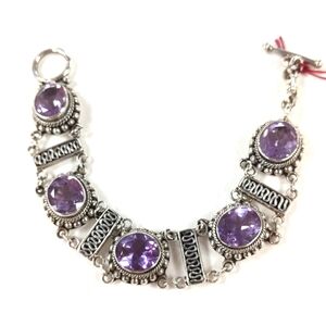Sterling Silver And Amethyst Bracelet